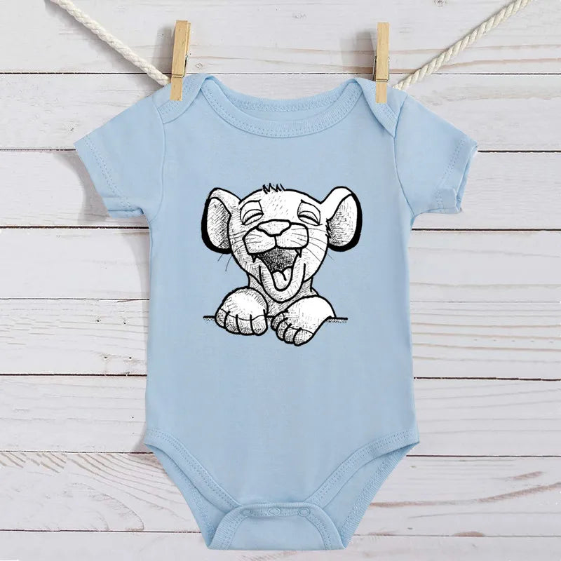 Baby Romper Cartoon The Lion King Kawaii Simba Fashion Toddler Clothes Cotton Short Sleeve Newborn Bodysuit Infant Jumpsuits