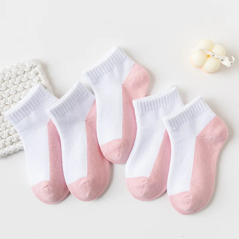 5 Pairs/Lot Children Socks Boy Girl Baby Fashion Cotton Solid Wild Soft Cozy Breathable For 1-12Y Summer Kids Casual Mesh Socks