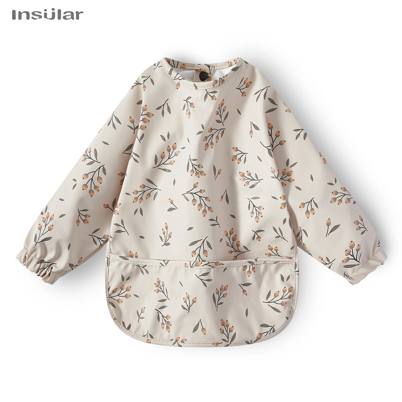 New Children Feeding Aprons Long sleeve Baby bib with Pocket Full Cover Baby Bibs with Pocket waterproof long sleeve bibs