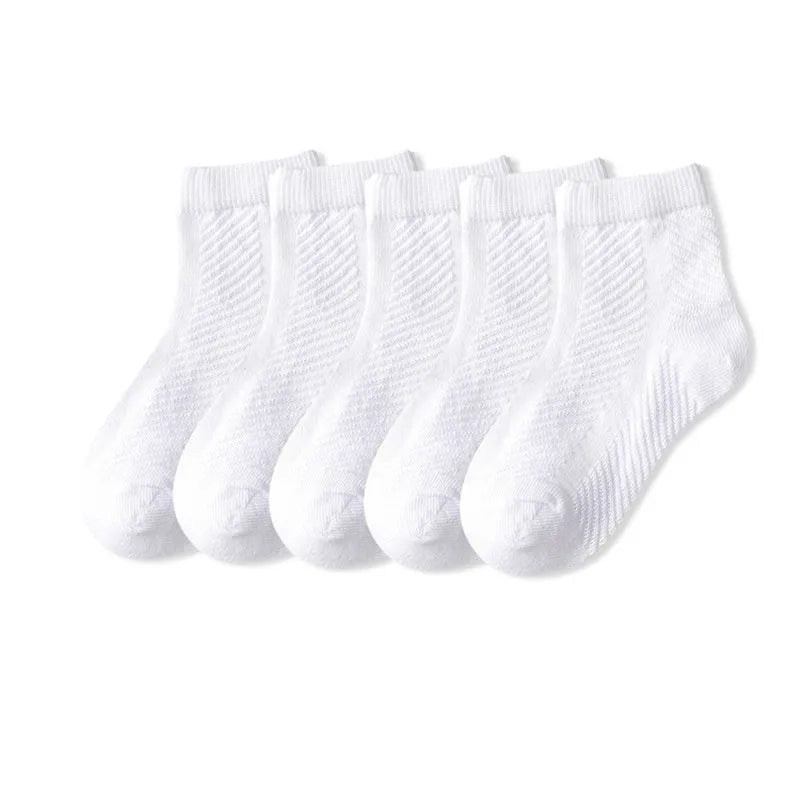 5 Pairs/Lot Children Socks Boy Girl Baby Fashion Cotton Solid Wild Soft Cozy Breathable For 1-12Y Summer Kids Casual Mesh Socks