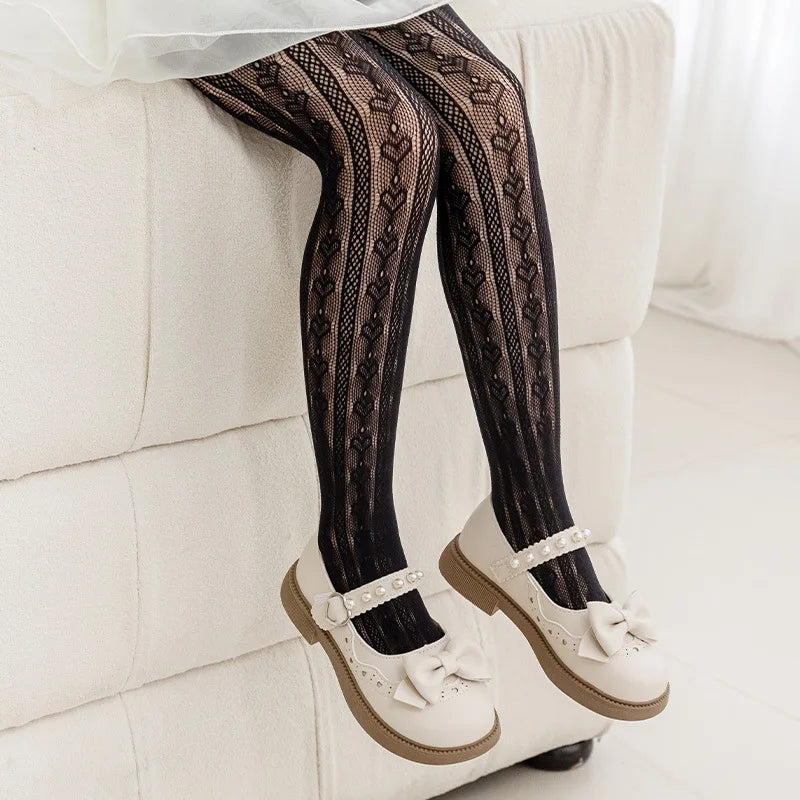 2025 New Summer Girls Tights Pure Cotton Breathable Mesh Beige White Black Children Princess Pantyhose Lolita Leggings For 2-12y