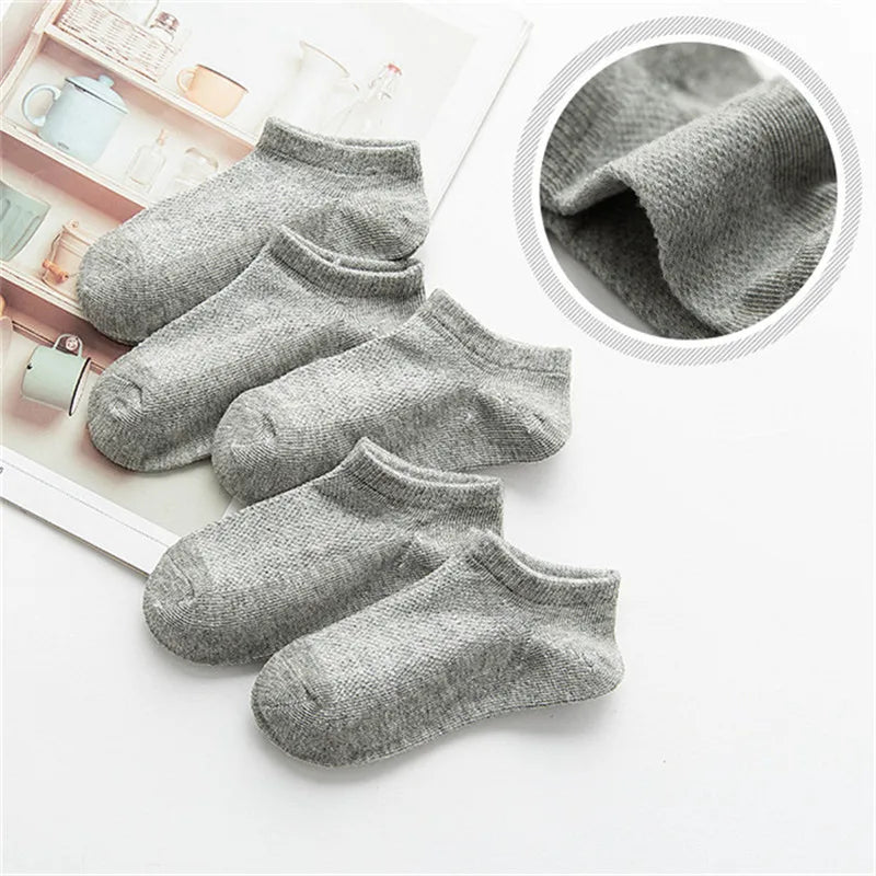 5 Pairs/Lot Children Socks Boy Girl Baby Fashion Cotton Solid Wild Soft Cozy Breathable For 1-12Y Summer Kids Casual Mesh Socks