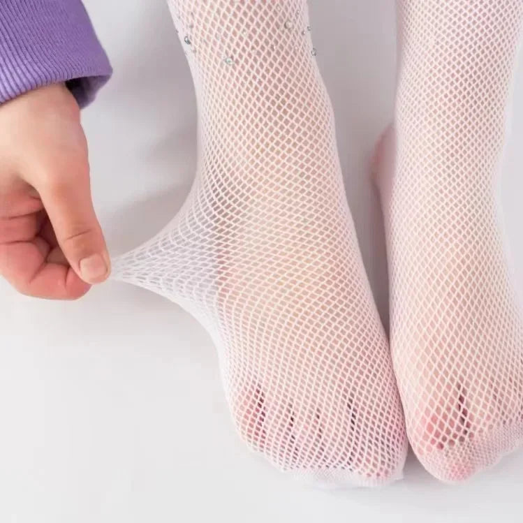 Fishing Net Stockings for Baby Girls Cute Large Bow Lolita Pantyhose Fad Sexy Black Hollow Mesh Nylon Tights Children's Leggings