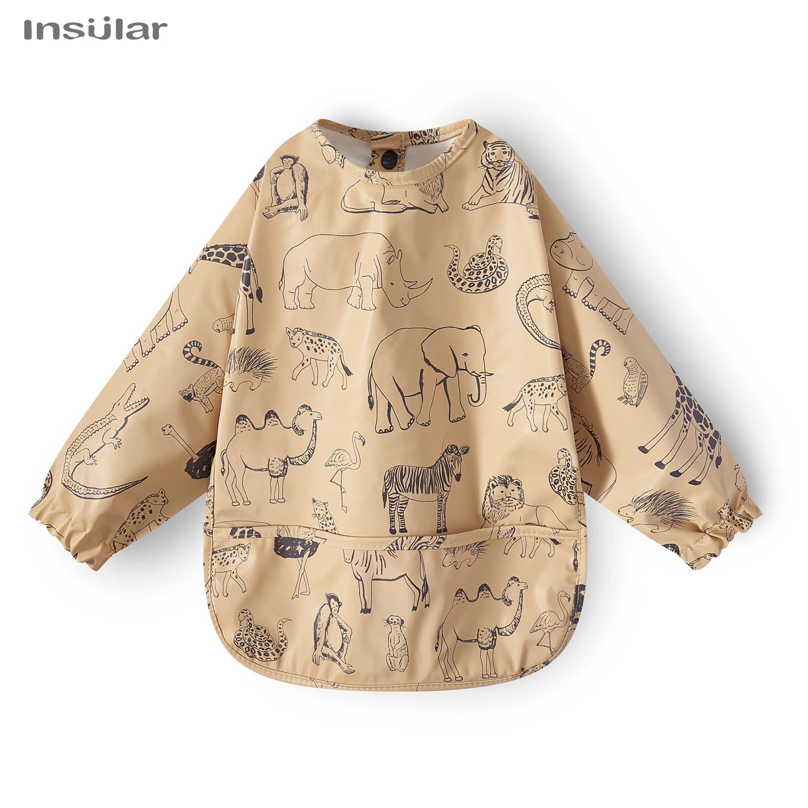 New Children Feeding Aprons Long sleeve Baby bib with Pocket Full Cover Baby Bibs with Pocket waterproof long sleeve bibs