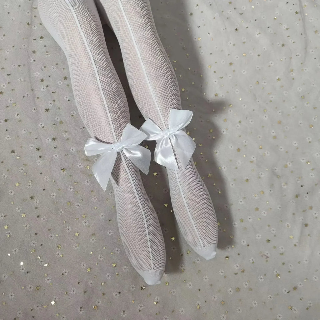 Fishing Net Stockings for Baby Girls Cute Large Bow Lolita Pantyhose Fad Sexy Black Hollow Mesh Nylon Tights Children's Leggings