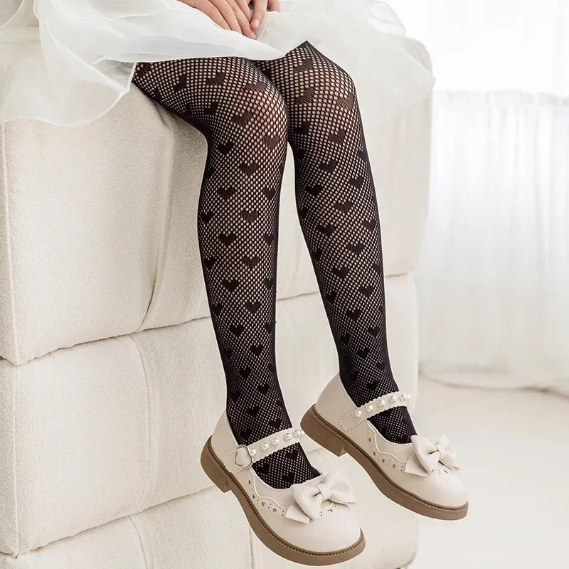 2025 New Summer Girls Tights Pure Cotton Breathable Mesh Beige White Black Children Princess Pantyhose Lolita Leggings For 2-12y