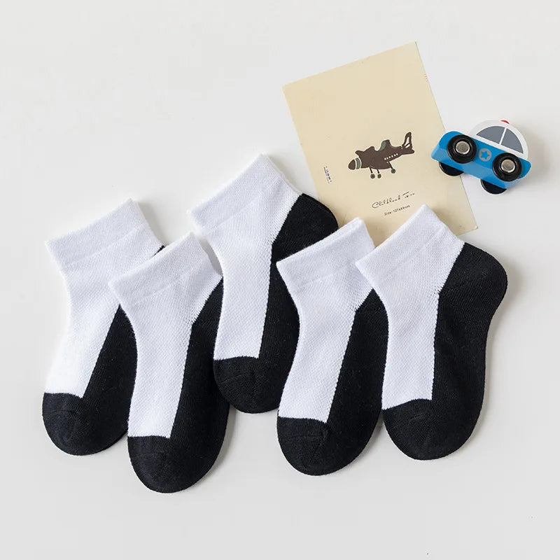 5 Pairs/Lot Children Socks Boy Girl Baby Fashion Cotton Solid Wild Soft Cozy Breathable For 1-12Y Summer Kids Casual Mesh Socks